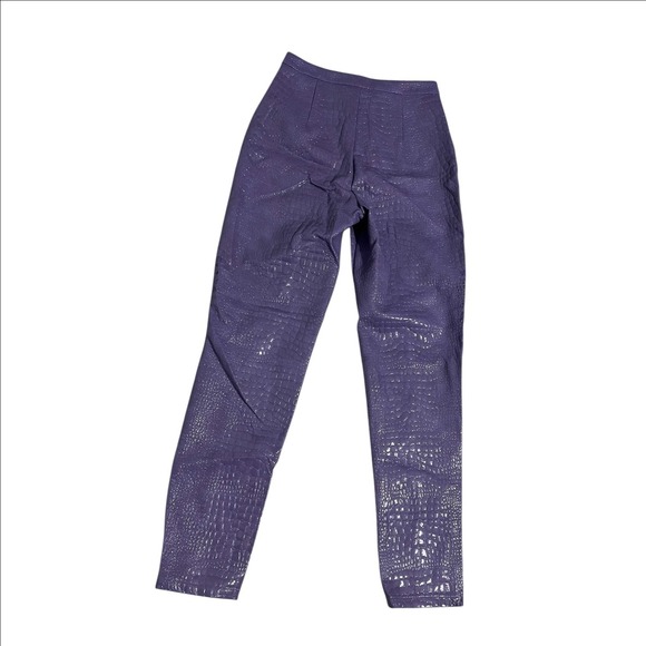 Nasty Gal Purple Croc Embossed Faux Leather High Waist Pants Y2K NWT Size 6 - Picture 2 of 16